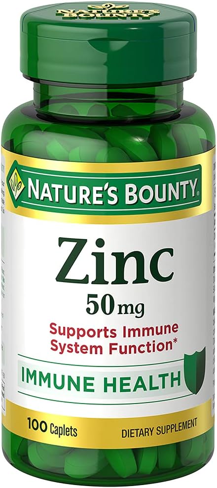 100 Caplets of Nature's Bounty Zinc 50 mg, Unflavored - Pack of 2