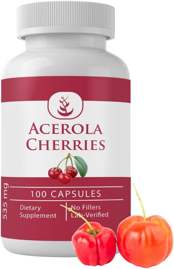 100 Capsules of Acerola Cherry with Pure Original Ingredients - Lab Verified, No Additives or Fillers