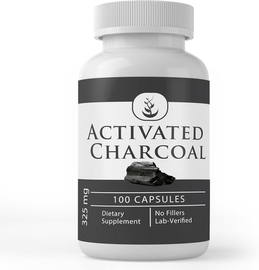 100 Capsules of Activated Charcoal with Pure Original Ingredients - Lab Verified, No Additives or Fillers
