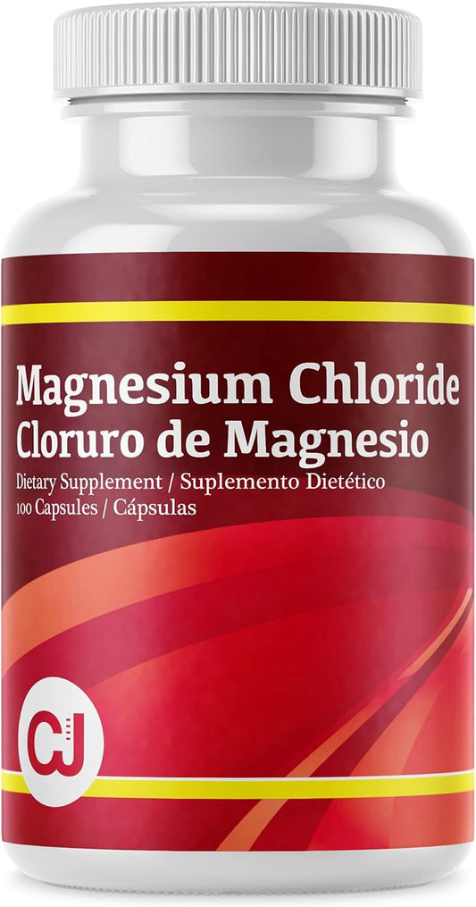 100 Capsules of Essential Mineral Supplement: Magnesium Chloride - Cloruro de Magnesio for Relaxation by CJ Labs