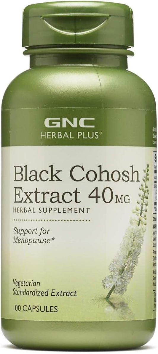 100 Capsules of GNC Herbal Plus Black Cohosh Extract 40mg for Menopausal Symptom Relief