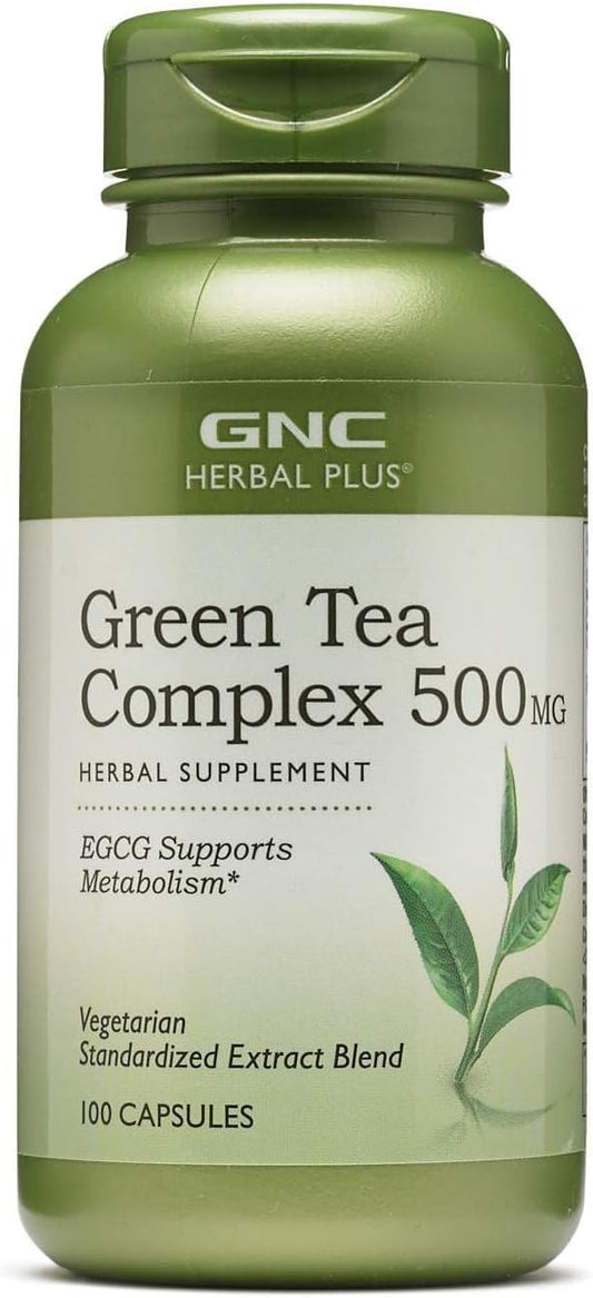 100 Capsules of GNC Herbal Plus Green Tea Complex 500mg for Metabolism Support