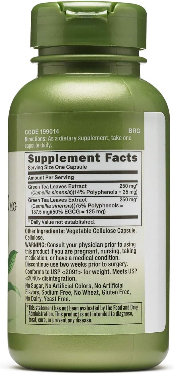 100 Capsules of GNC Herbal Plus Green Tea Complex 500mg for Metabolism Support