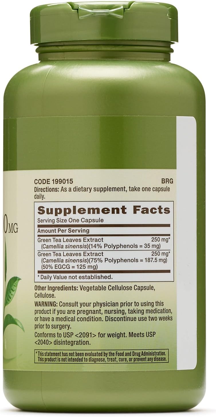 100 Capsules of GNC Herbal Plus Green Tea Complex 500mg for Metabolism Support