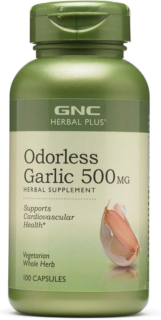 100 Capsules of GNC Odorless Garlic 500 Mg for Heart Health and Immune Support
