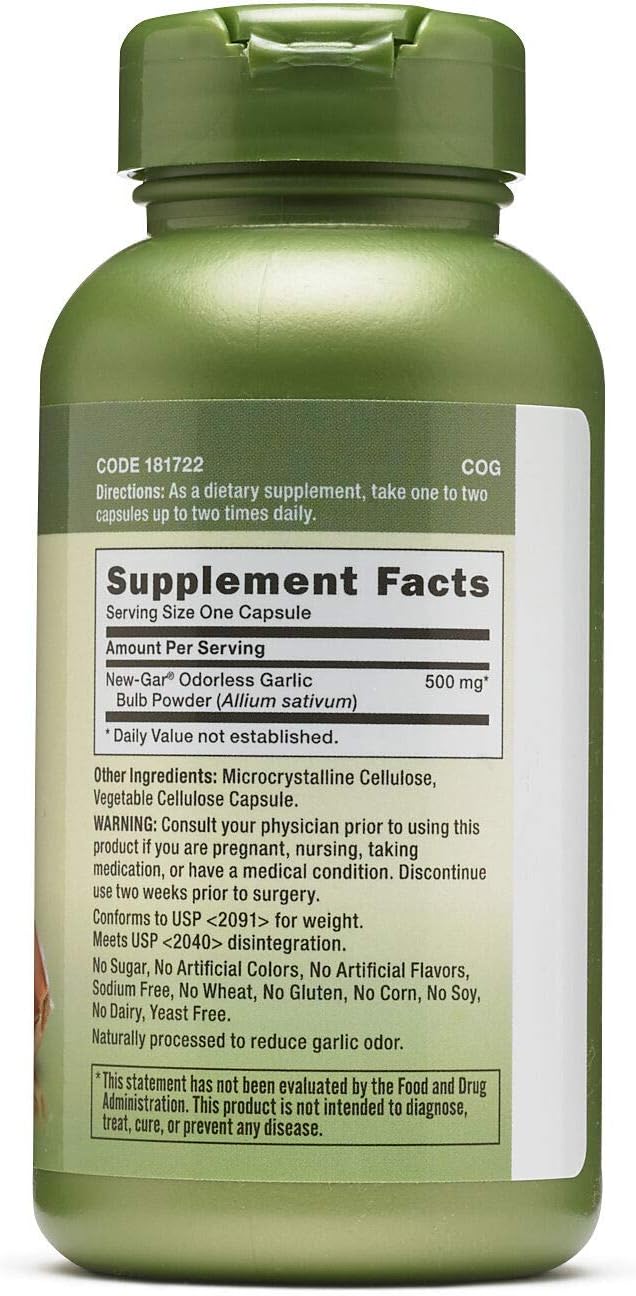 100 Capsules of GNC Odorless Garlic 500 Mg for Heart Health and Immune Support