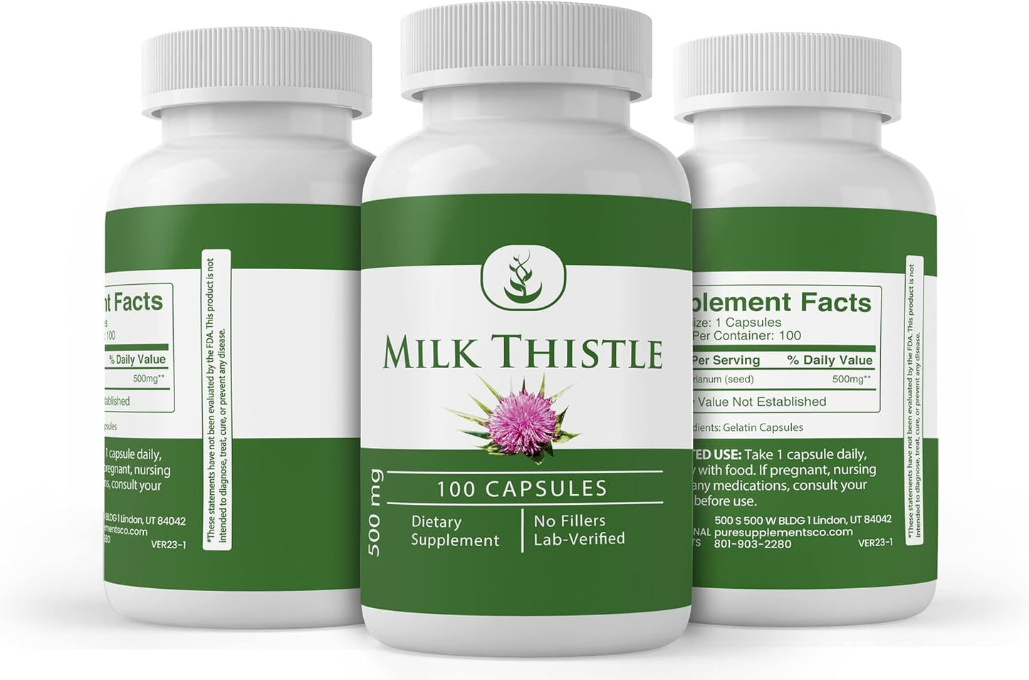 100 Capsules of Milk Thistle with Pure Original Ingredients, No Magnesium or Rice Fillers, Lab Verified