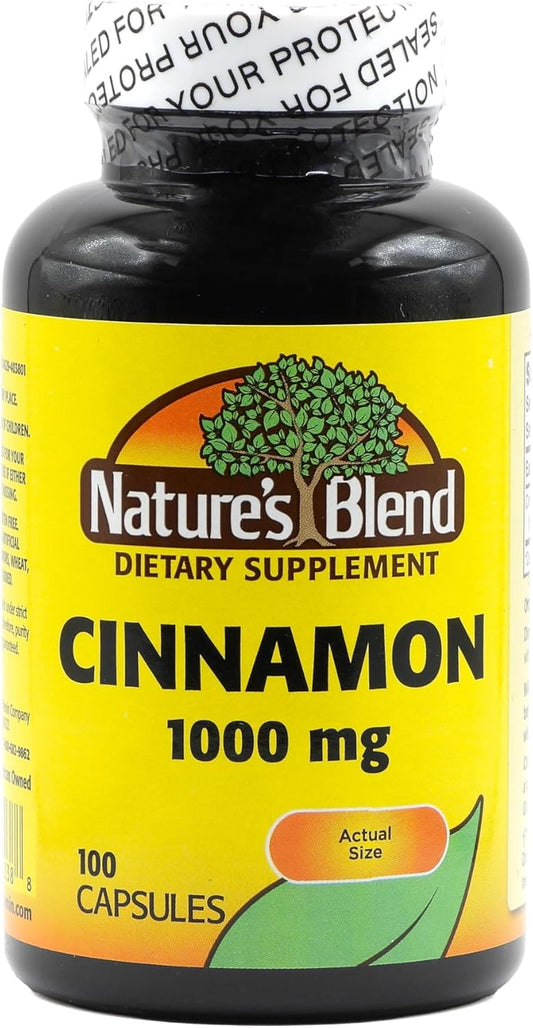 100 Capsules of Nature's Blend Cinnamon 1,000 mg - Natural Support for Overall Wellness