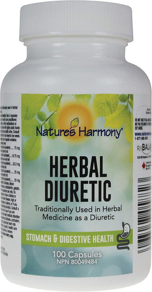 100 Capsules of Nature’s Harmony® Herbal Diuretic for Natural Water Balance and Urinary Health