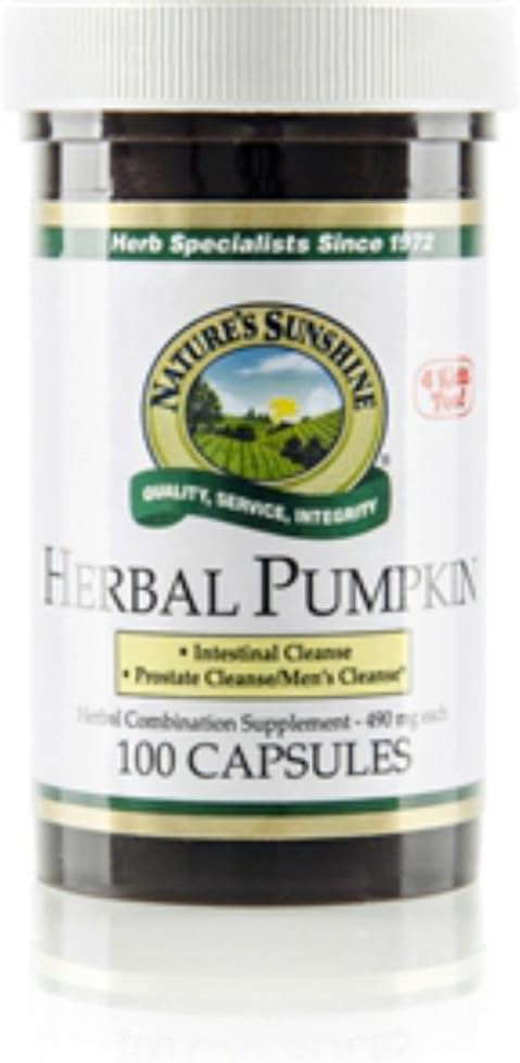 100 Capsules of Nature's Sunshine Herbal Pumpkin Supplement for Natural Health Support