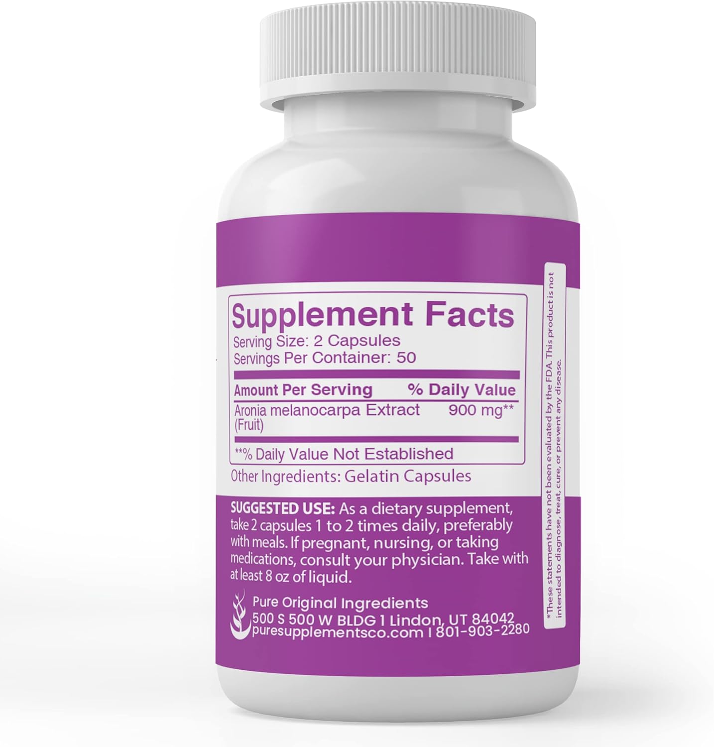 100 Capsules of Pure Aronia Berry Extract - Lab Verified, No Additives or Fillers