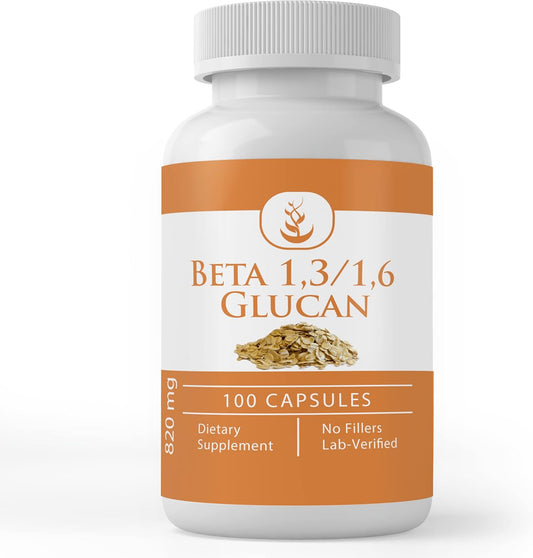 100 Capsules of Pure Beta Glucan 1,3/1,6 - Lab Verified, No Additives or Fillers