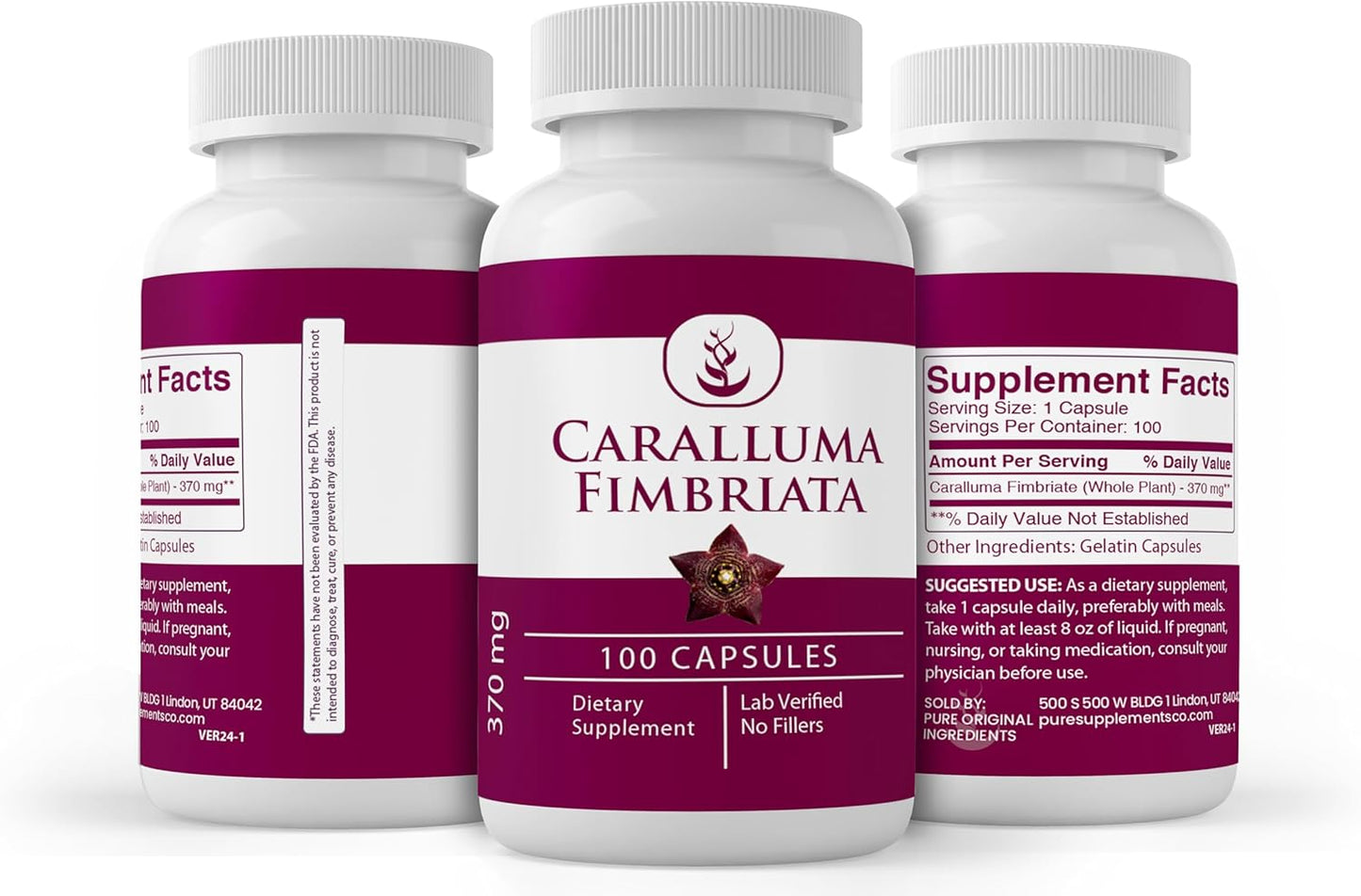 100 Capsules of Pure Caralluma Fimbriata Extract - Lab Verified, No Additives or Fillers, All-Natural Formula