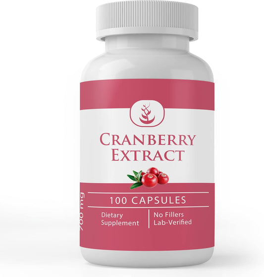 100 Capsules of Pure Cranberry Extract - Lab Verified, No Additives or Fillers
