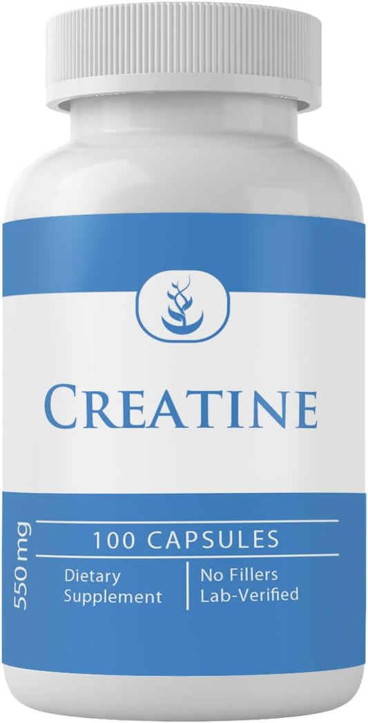 100 Capsules of Pure Creatine Monohydrate - No Additives, Lab Verified Formula