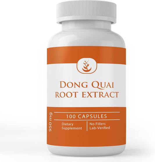100 Capsules of Pure Dong Quai Root Extract, No Additives or Fillers, Lab Verified Quality