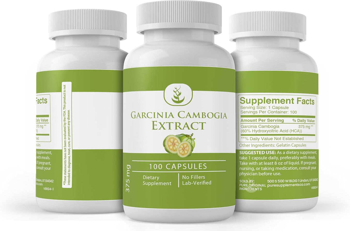 100 Capsules of Pure Garcinia Cambogia with Original Ingredients - Lab Verified, No Additives or Fillers
