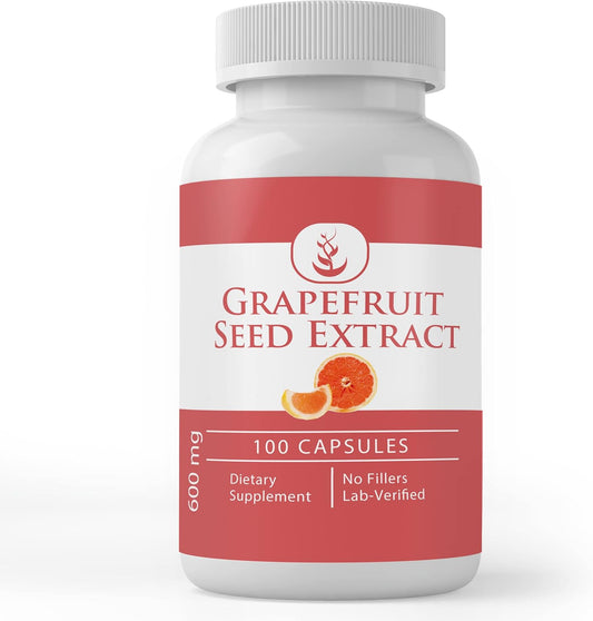 100 Capsules of Pure Grapefruit Seed Extract - Original Ingredients, Lab Verified, No Additives or Fillers