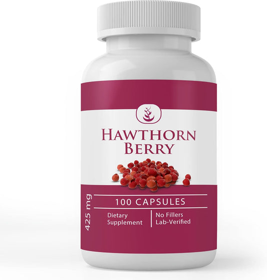 100 Capsules of Pure Hawthorn Berry - Lab Verified, No Additives or Fillers - Always Original Ingredients
