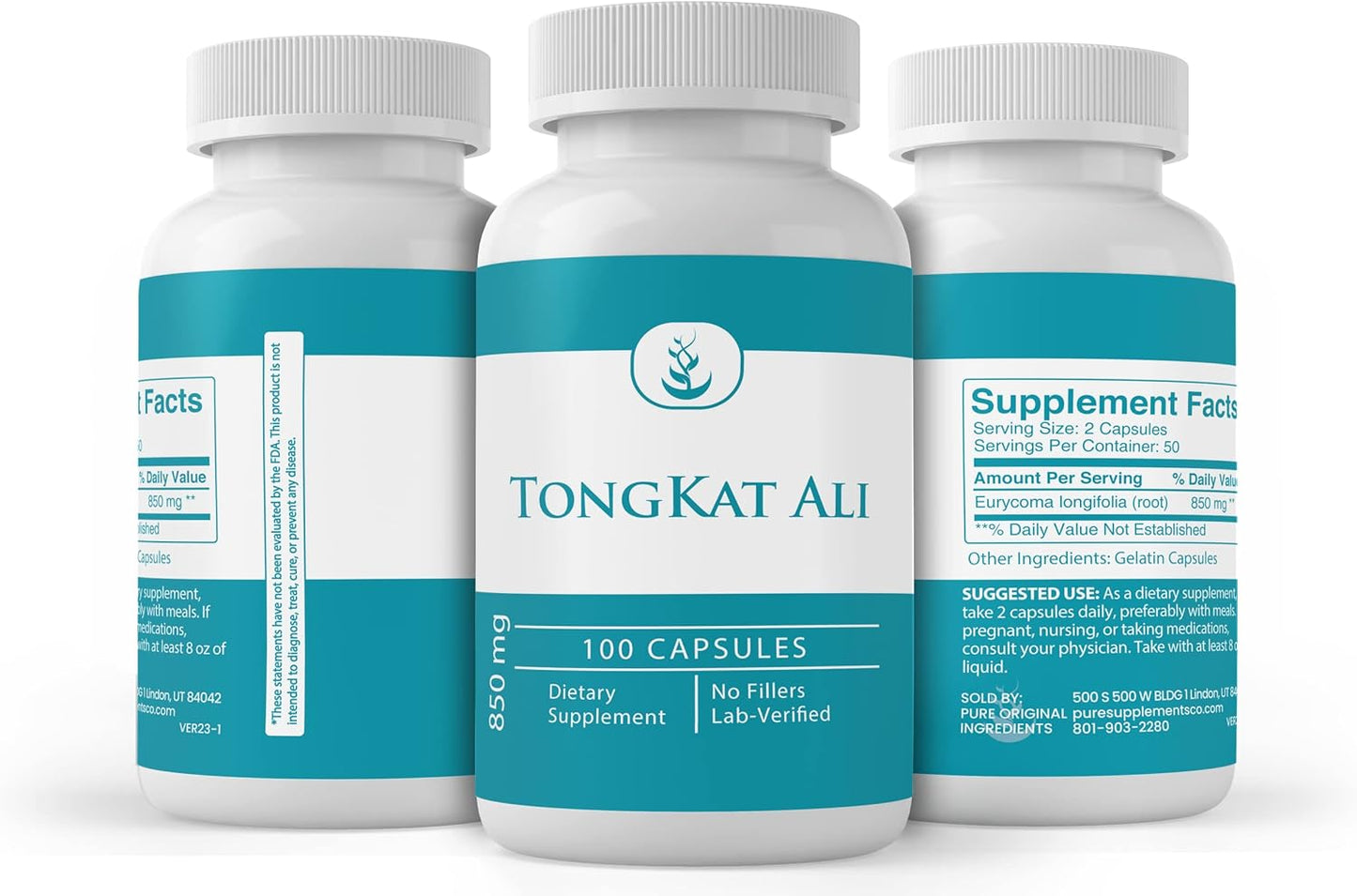 100 Capsules of Pure Longjack Tongkat Ali with Original Ingredients - Lab Verified, No Additives