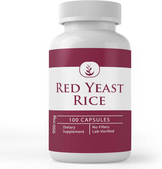 100 Capsules of Pure Red Yeast Rice Extract - Lab Verified, No Additives or Fillers