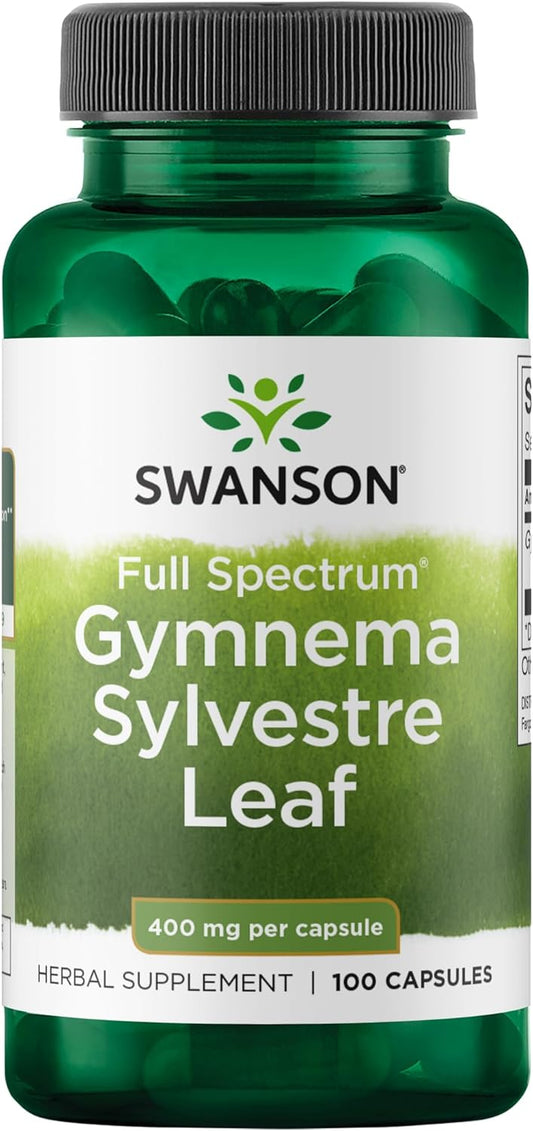 100 Capsules of Swanson Full Spectrum Gymnema Sylvestre Leaf - Ayurvedic Herb for Blood Sugar Support