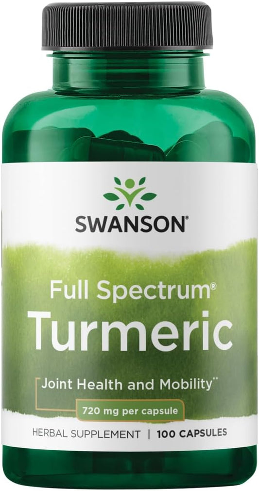 100 Capsules of Swanson Full Spectrum Turmeric Herbal Supplement for Joint & Digestive Health (720mg)