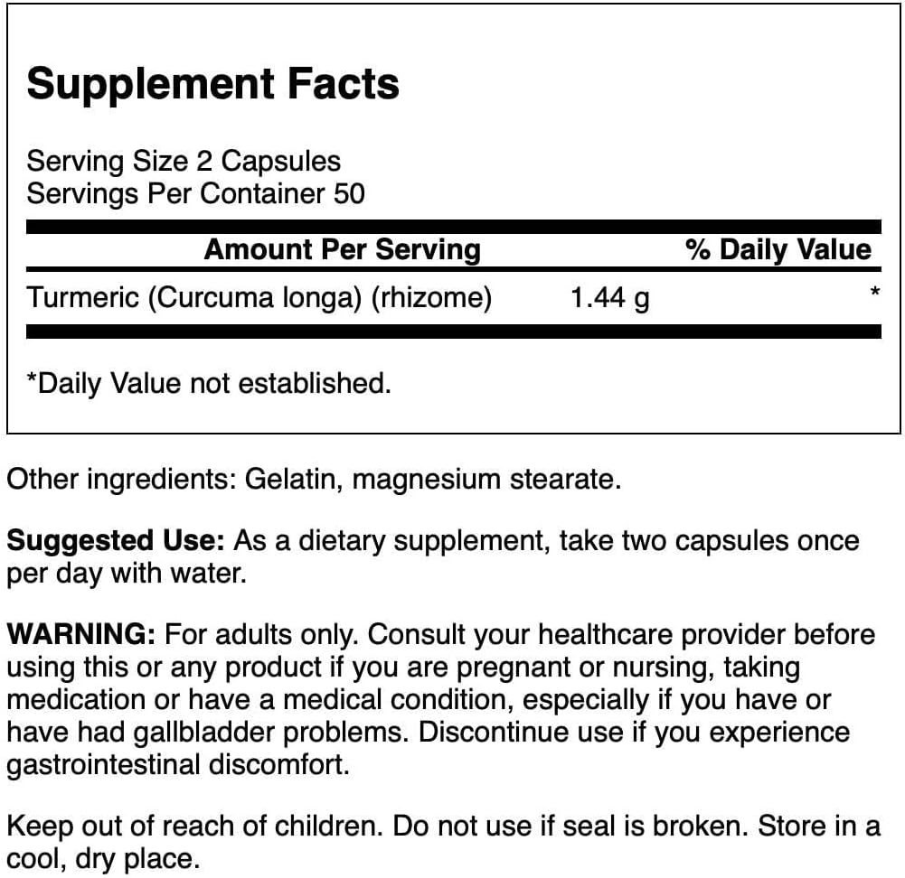 100 Capsules of Swanson Full Spectrum Turmeric Herbal Supplement for Joint & Digestive Health (720mg)