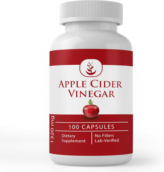 100 Capsules Pure Original Apple Cider Vinegar - No Additives, Lab Verified