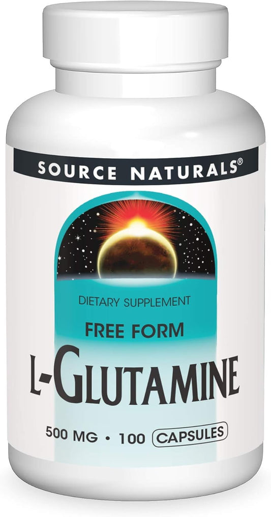 100 Capsules Source Naturals L-Glutamine Free Form Amino Acid for Metabolic Energy Support