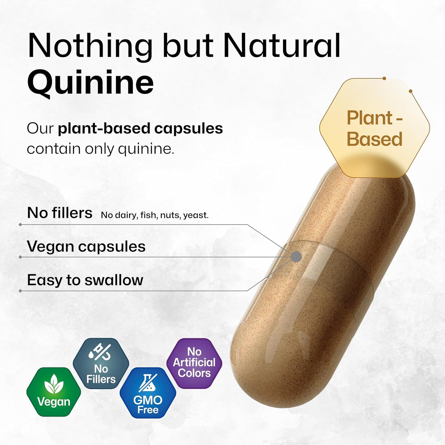 100 Count BIO KRAUTER Quinine Capsules 500mg for Leg Cramps - Cinchona Bark Powder - Vegan, No Fillers