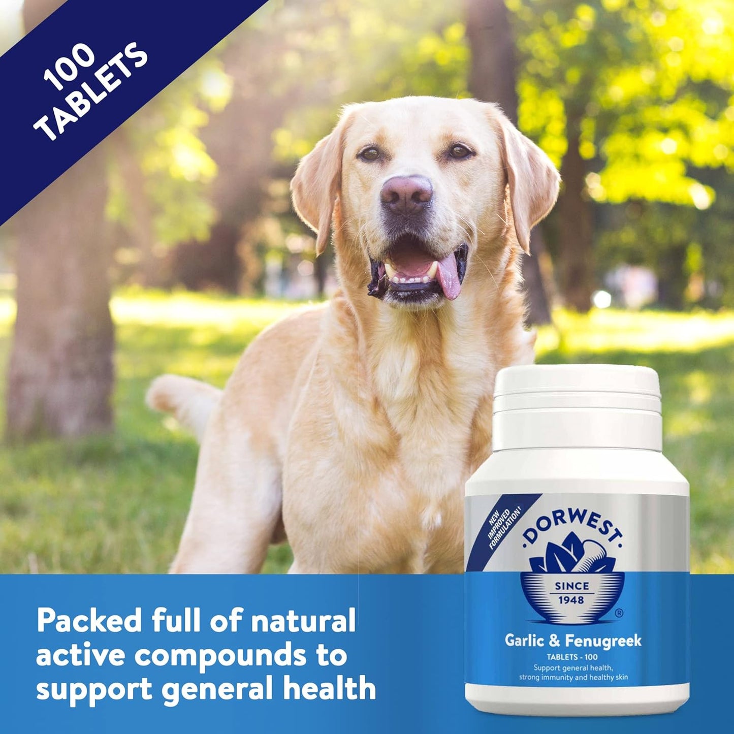 100 Count Garlic and Fenugreek Tablets for Dogs and Cats by DORWEST HERBS