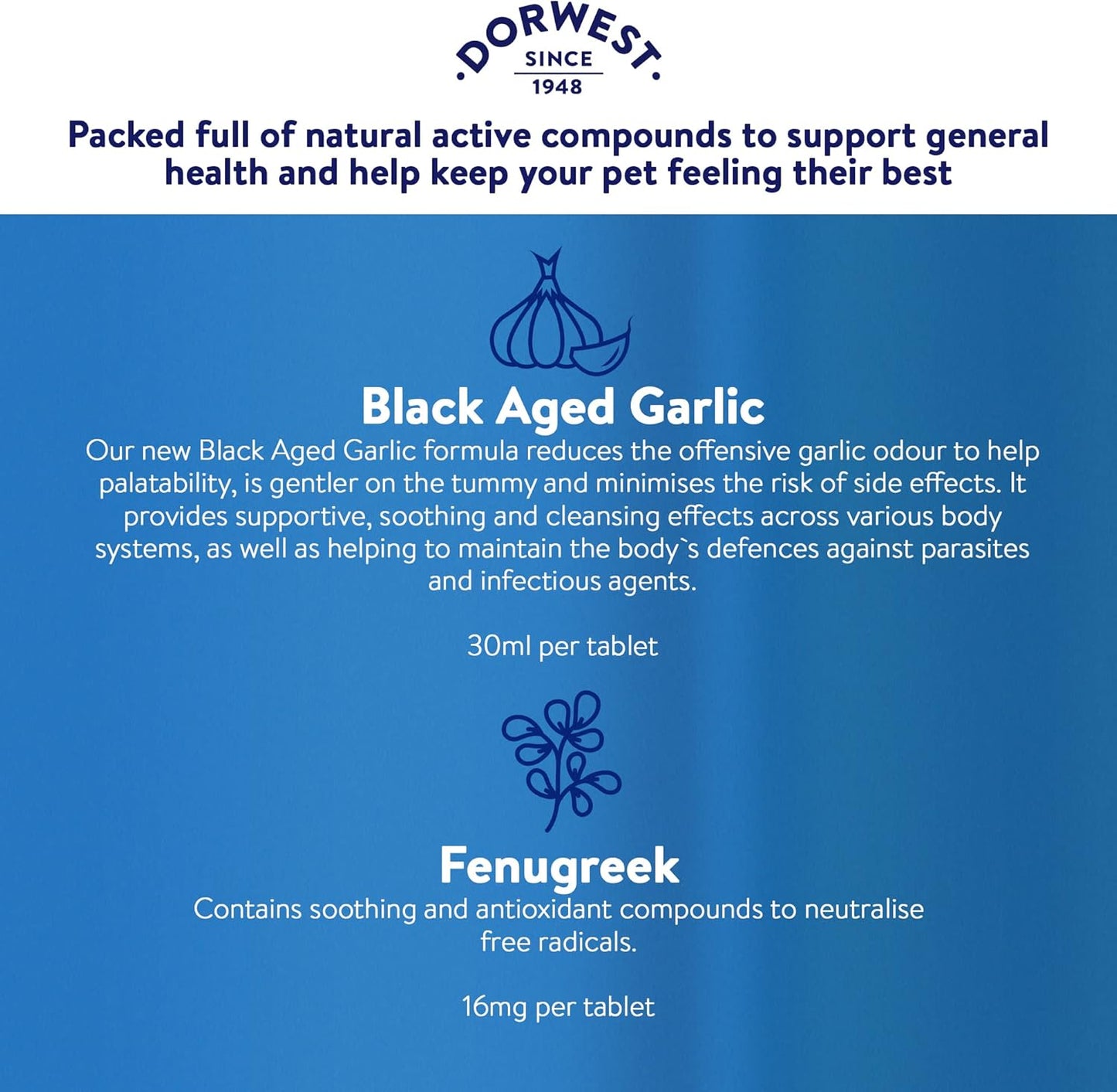 100 Count Garlic and Fenugreek Tablets for Dogs and Cats by DORWEST HERBS