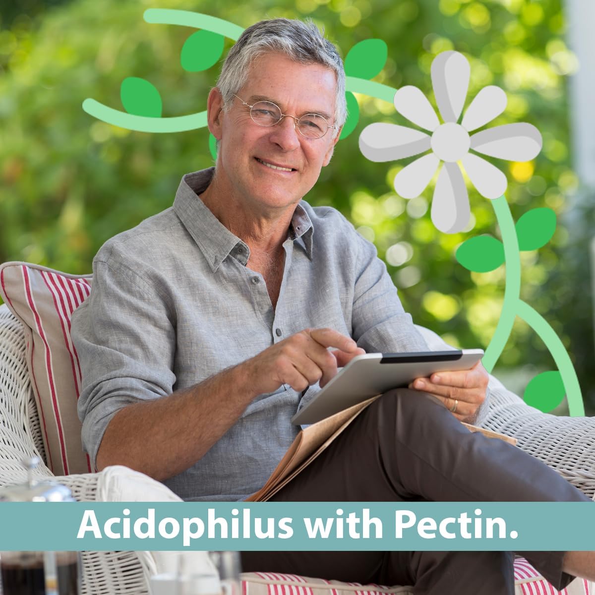 100 Count GeriCare Acidophilus with Pectin Probiotic Capsules for Intestinal Flora, Digestive Health, Immune Support, and Bone Strength