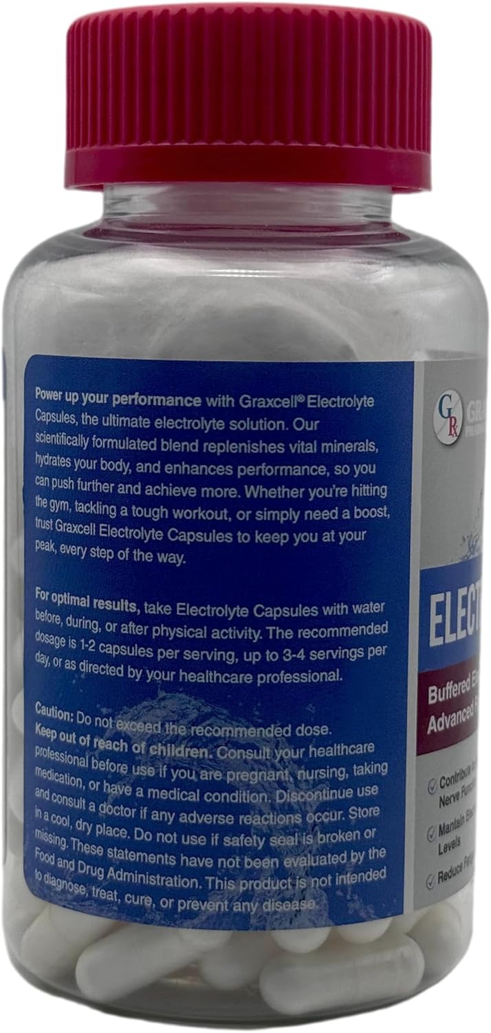 100 Count Graxcell Electrolyte Capsules for Hydration and Muscle Recovery