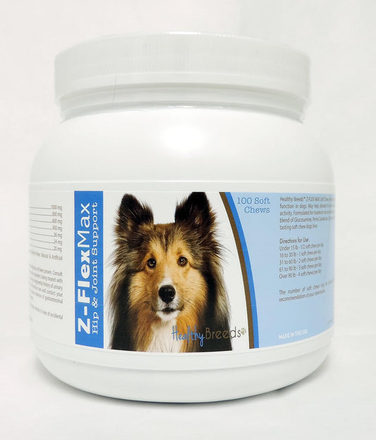 100 Count Healthy Breeds Shetland Sheepdog Z-Flex Max Hip & Joint Soft Chews for Optimal Canine Health