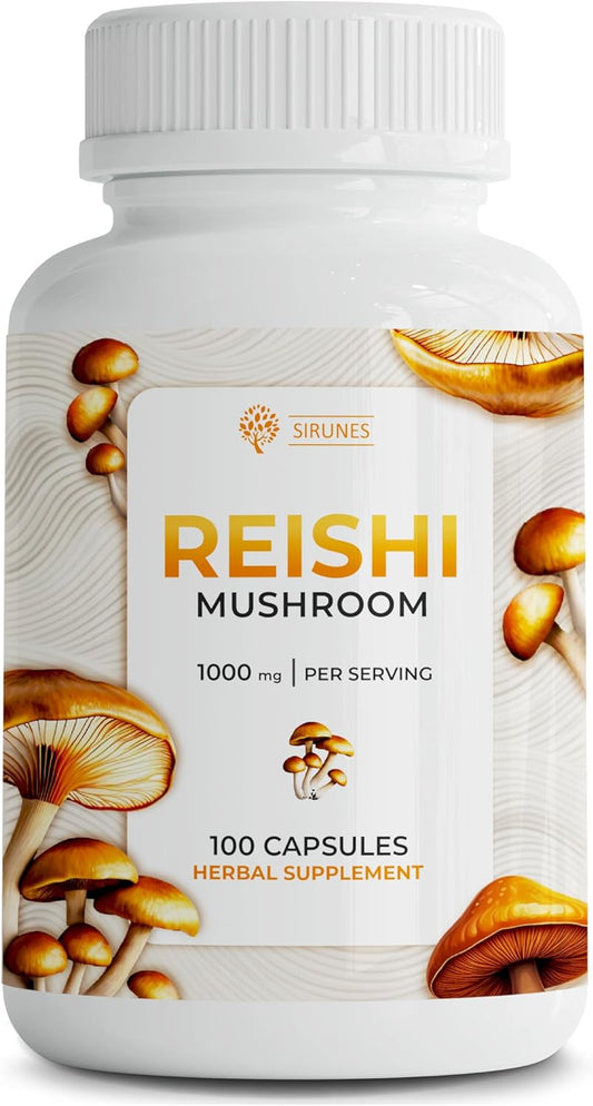 100-Count High-Strength Reishi Mushroom Capsules for Stress Relief and Immune Support - Non-GMO Superfood Supplement