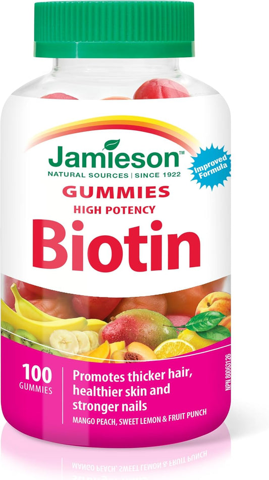 100 Count Jamieson High Potency Biotin Gummies for Hair, Skin, and Nails