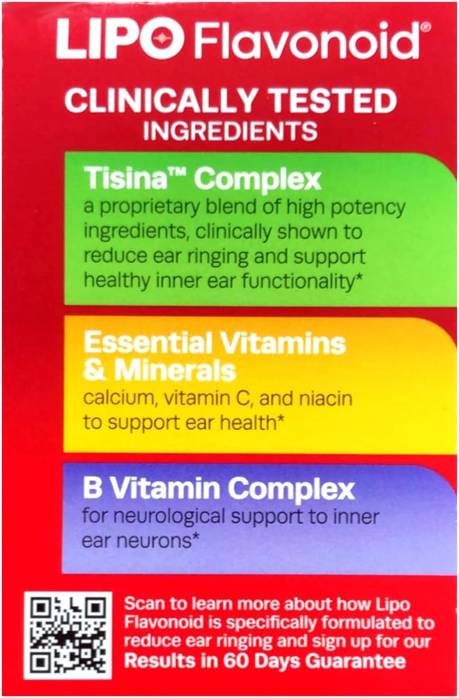 100 Count Lipo-Flavonoid Caplets Dietary Supplement for Ringing Ears