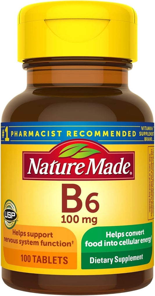 100 Count Nature Made Vitamin B6 100mg Tablets for Daily Wellness