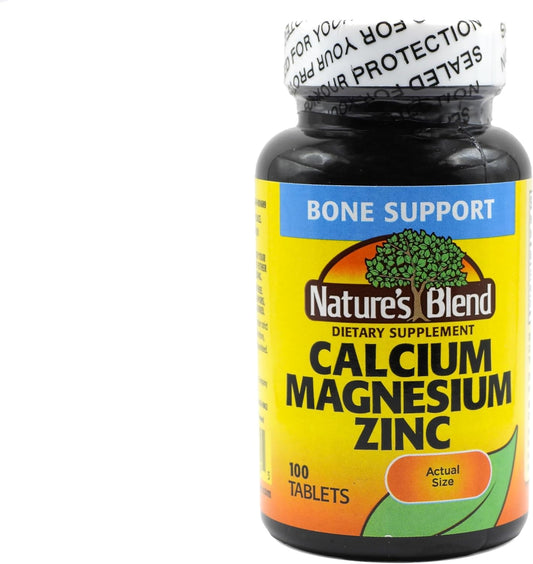 100 Count Nature's Blend Unflavored Calcium Magnesium Zinc Tablets
