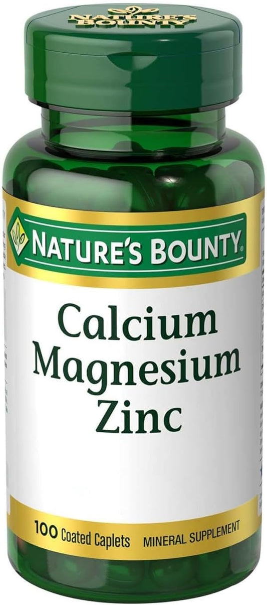 100 Count Nature's Bounty Calcium Magnesium Zinc Caplets for Bone Health & Immune Support