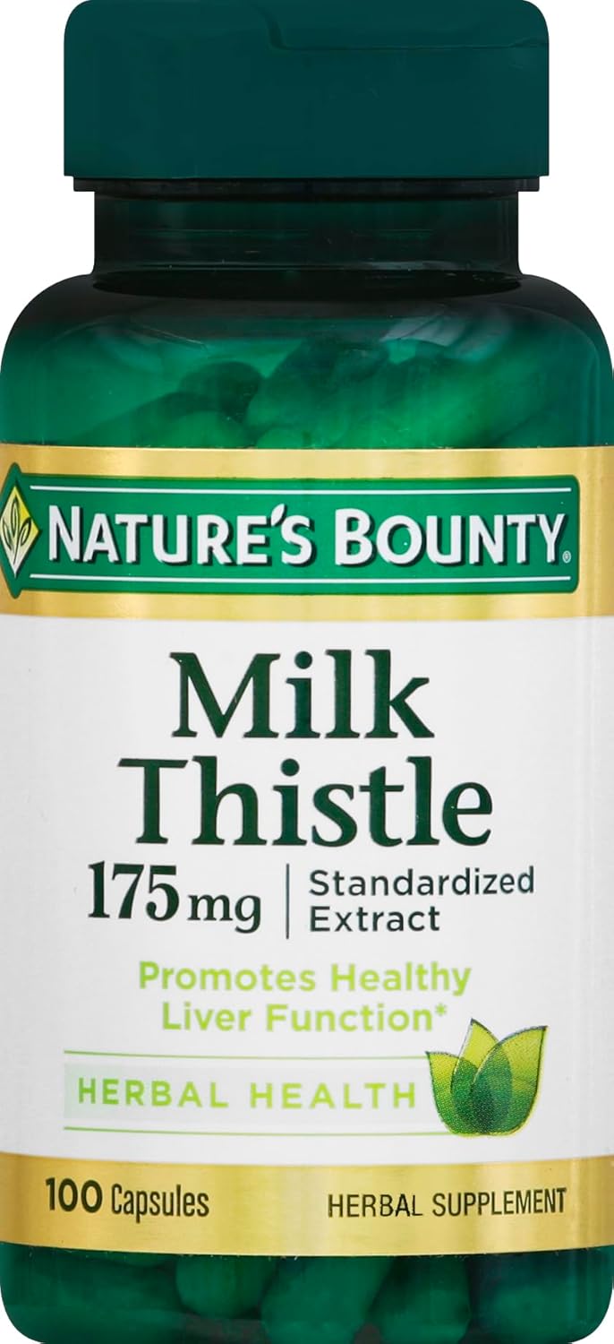 100 Count Nature's Bounty Milk Thistle 175 mg Capsules for Liver Health Support