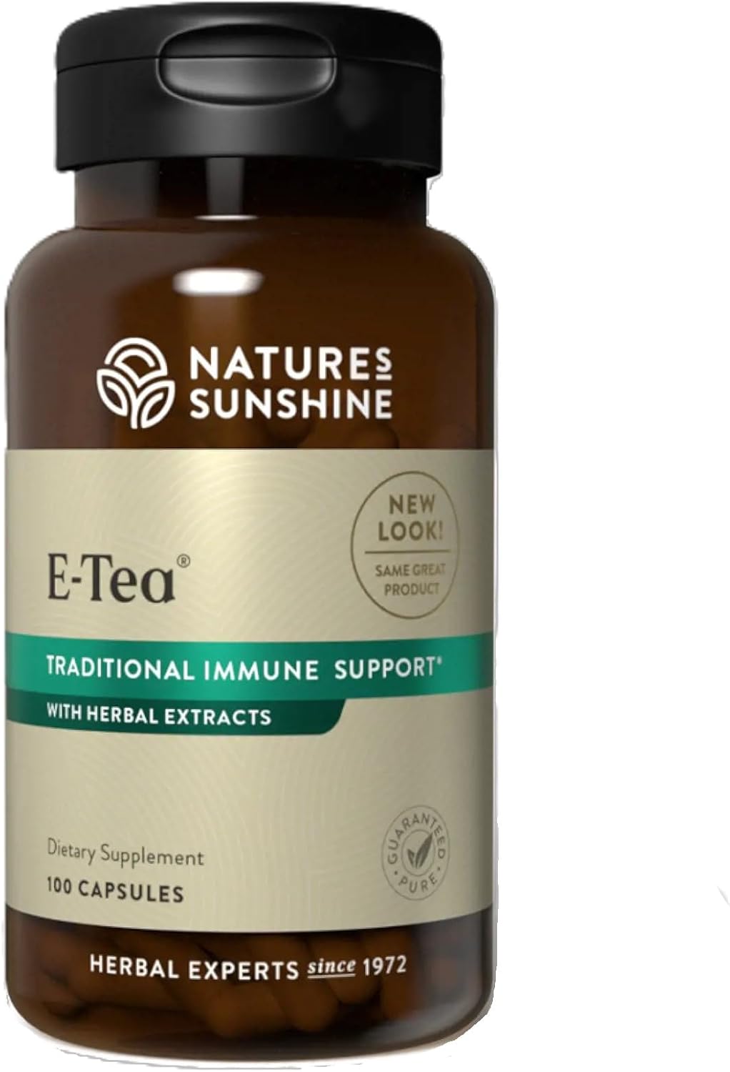 100 Count NATURE'S SUNSHINE E-Tea Capsules for Natural Health Boost