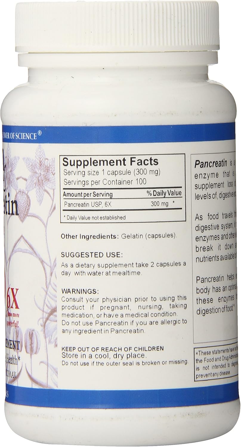 100 Count Salem Botanical Pancreatin Dietary Supplement Capsules for Digestive Health
