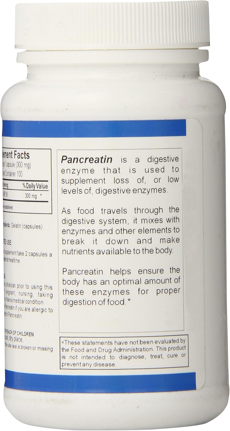 100 Count Salem Botanical Pancreatin Dietary Supplement Capsules for Digestive Health