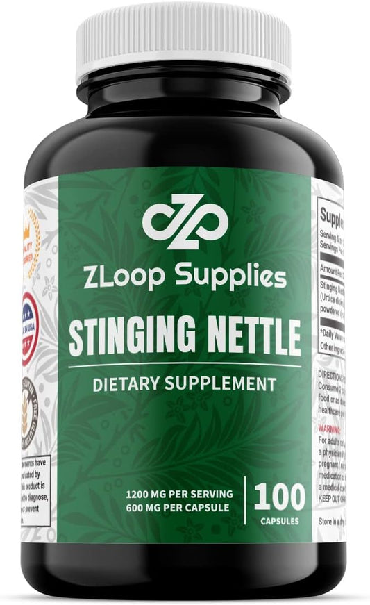 100 Count Stinging Nettle Root Extract Capsules for Prostate, Joint, and Urinary Tract Support - Herbal Supplement