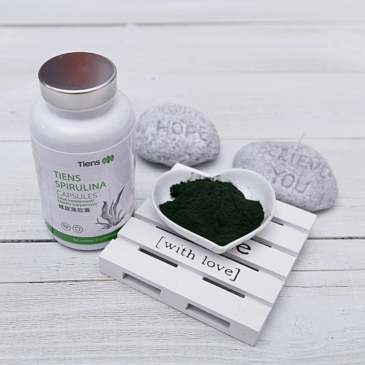 100 Count Tiens Spirulina Capsules - Natural Energy Booster and Immune Support Supplement