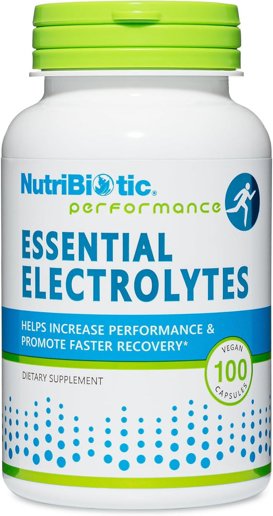 100 Ct NutriBiotic Essential Electrolyte Capsules for Performance & Recovery | Pharmaceutical Grade Vitamin C with Electrolytes for Rehydration | Vegan, Gluten-Free & Non-GMO