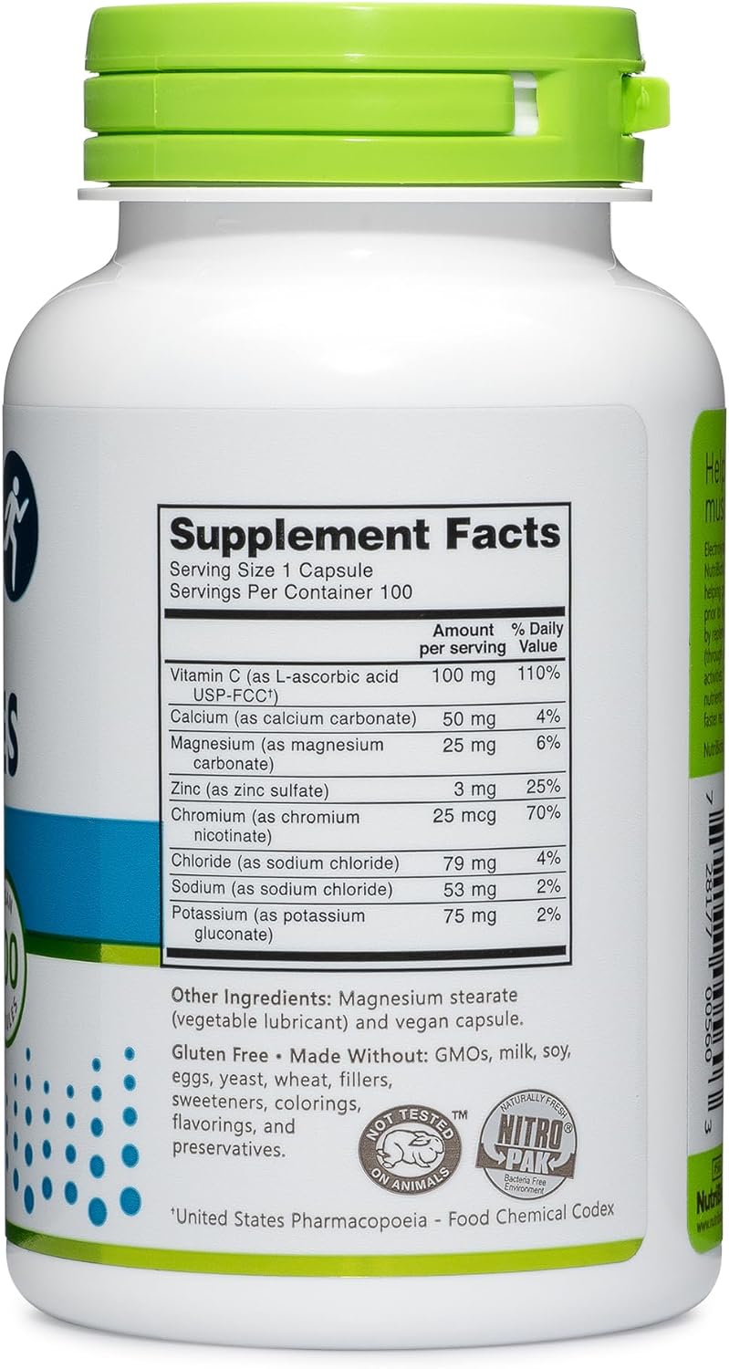 100 Ct NutriBiotic Essential Electrolyte Capsules for Performance & Recovery | Pharmaceutical Grade Vitamin C with Electrolytes for Rehydration | Vegan, Gluten-Free & Non-GMO